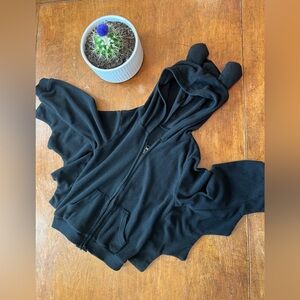 Black Zip-Up Bat Hoody